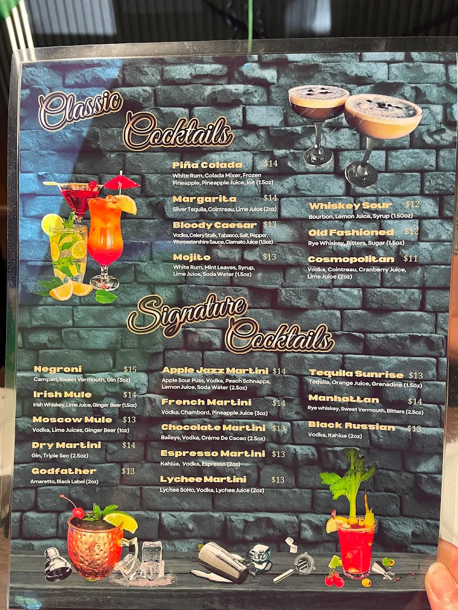 Menu, Carbon Bar and Grill