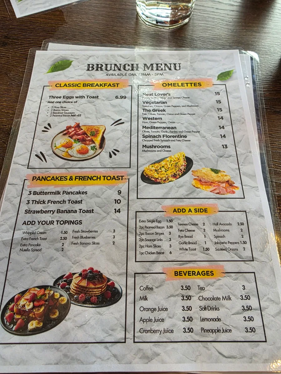 Menu, Carbon Bar and Grill