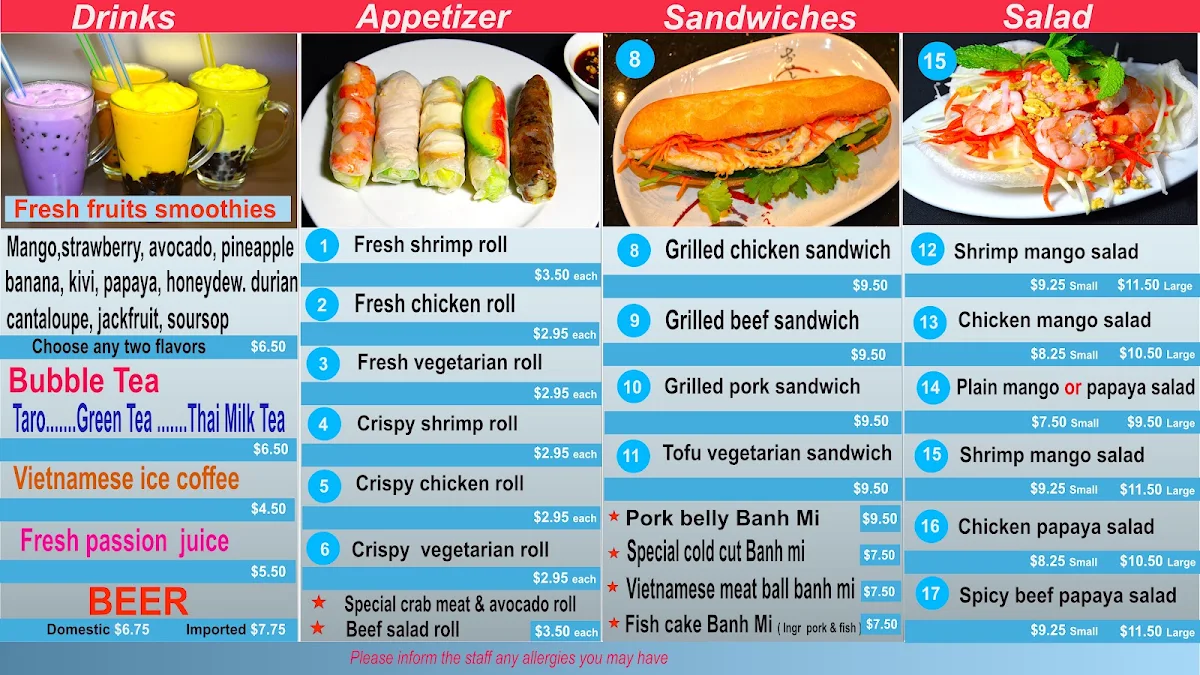 Menu, Ginger Restaurant