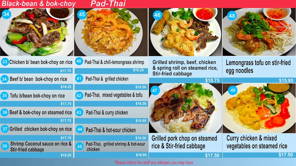 Menu, Ginger Restaurant