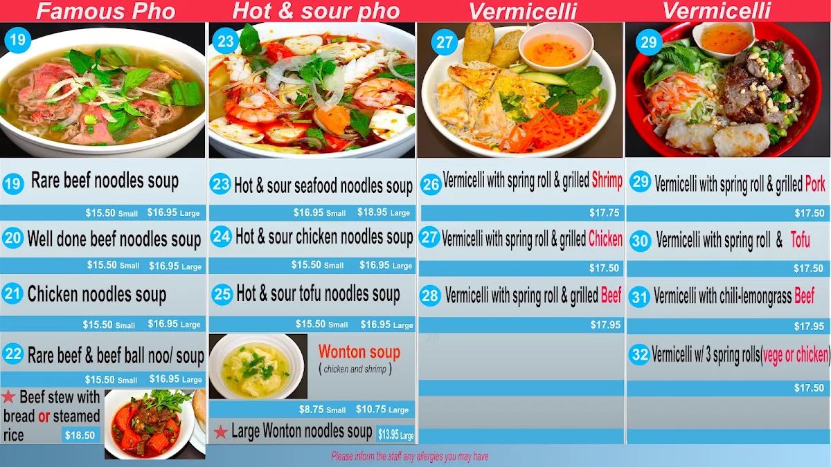 Menu, Ginger Restaurant