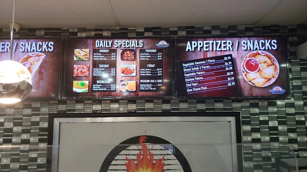 Menu, Usmania Grill