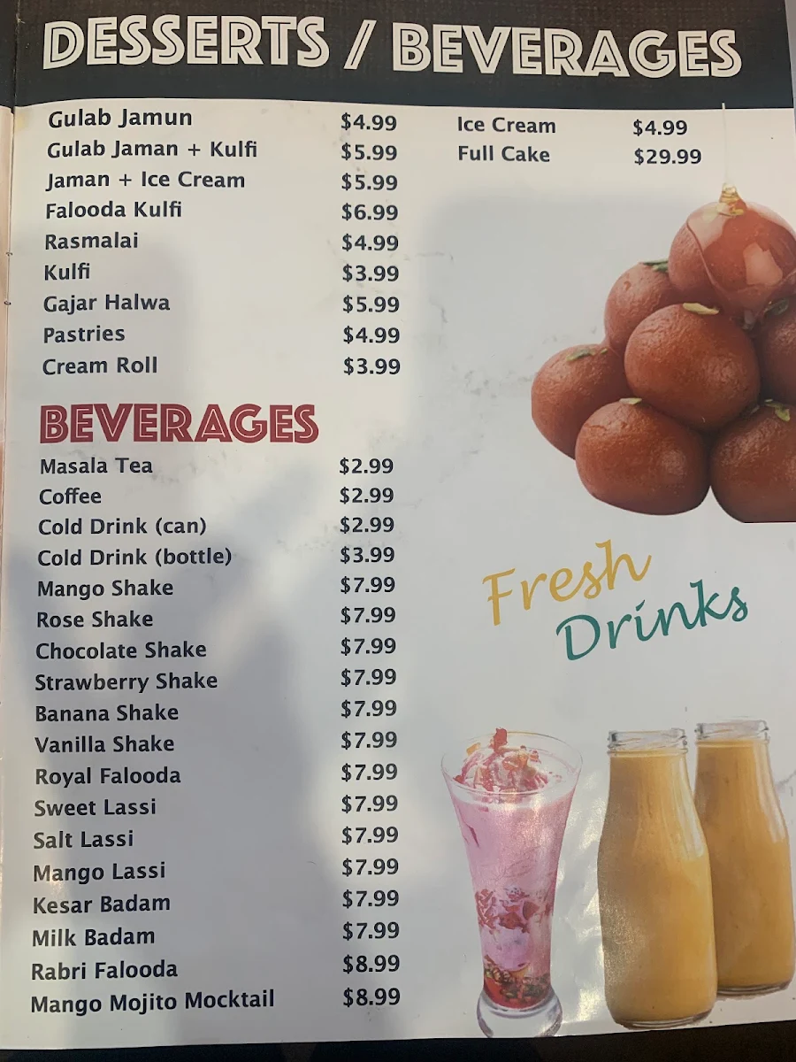 Menu, The Indian Sweet House & Restaurant