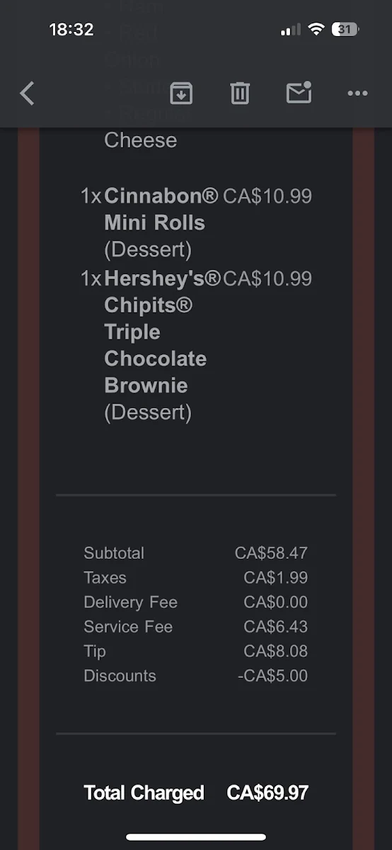 Menu, Pizza Hut