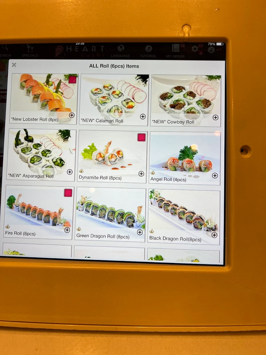 Menu, Heart Sushi