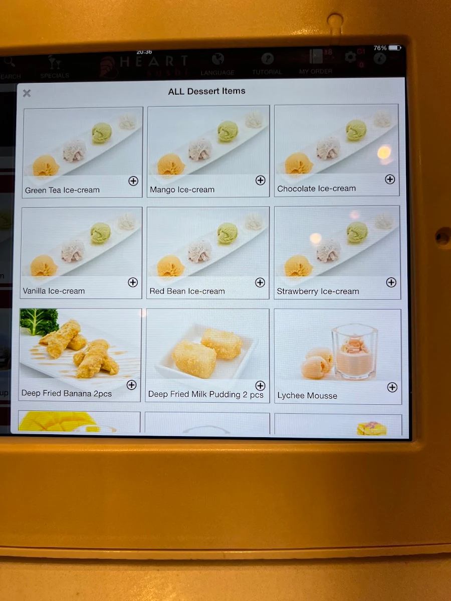 Menu, Heart Sushi