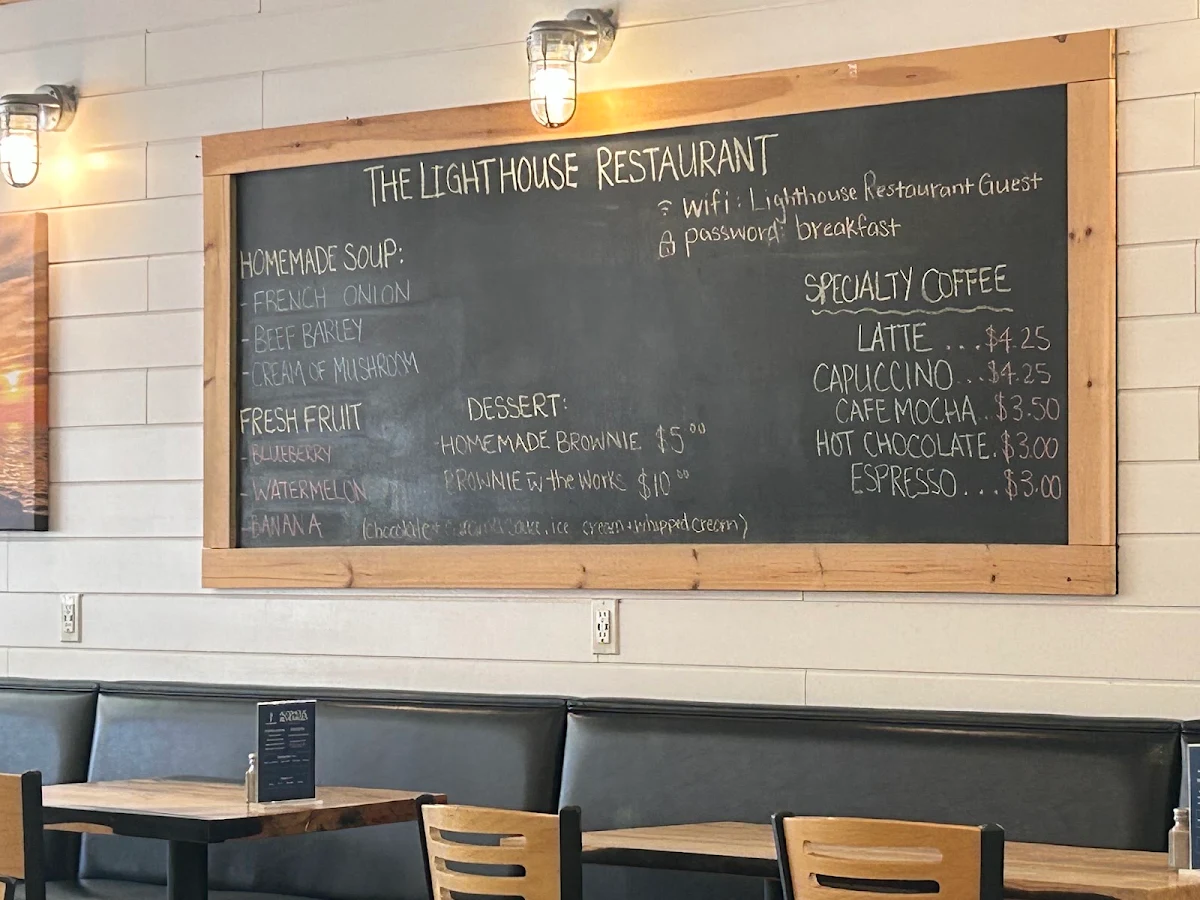 Menu, The Lighthouse Restaurant