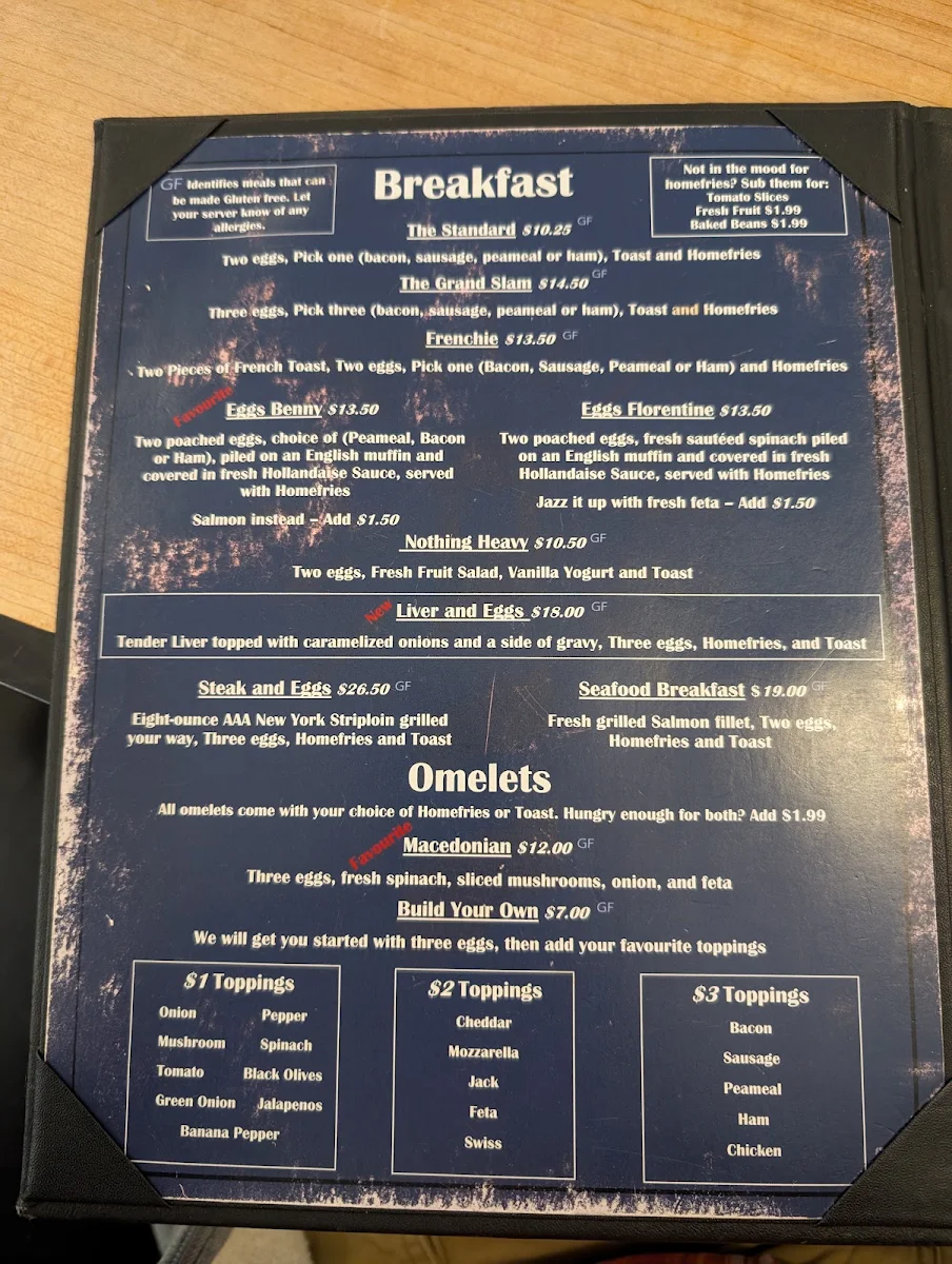 Menu, The Lighthouse Restaurant