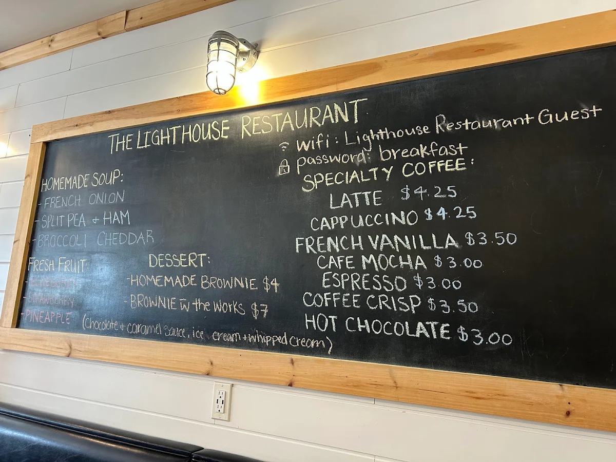 Menu, The Lighthouse Restaurant