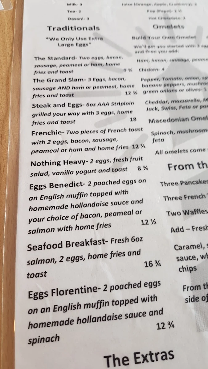 Menu, The Lighthouse Restaurant
