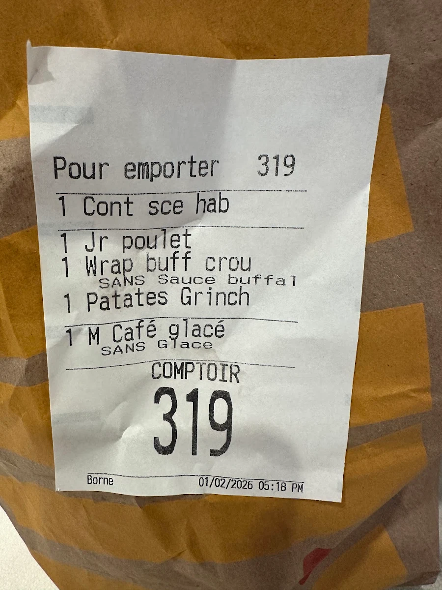 Menu, McDonald's