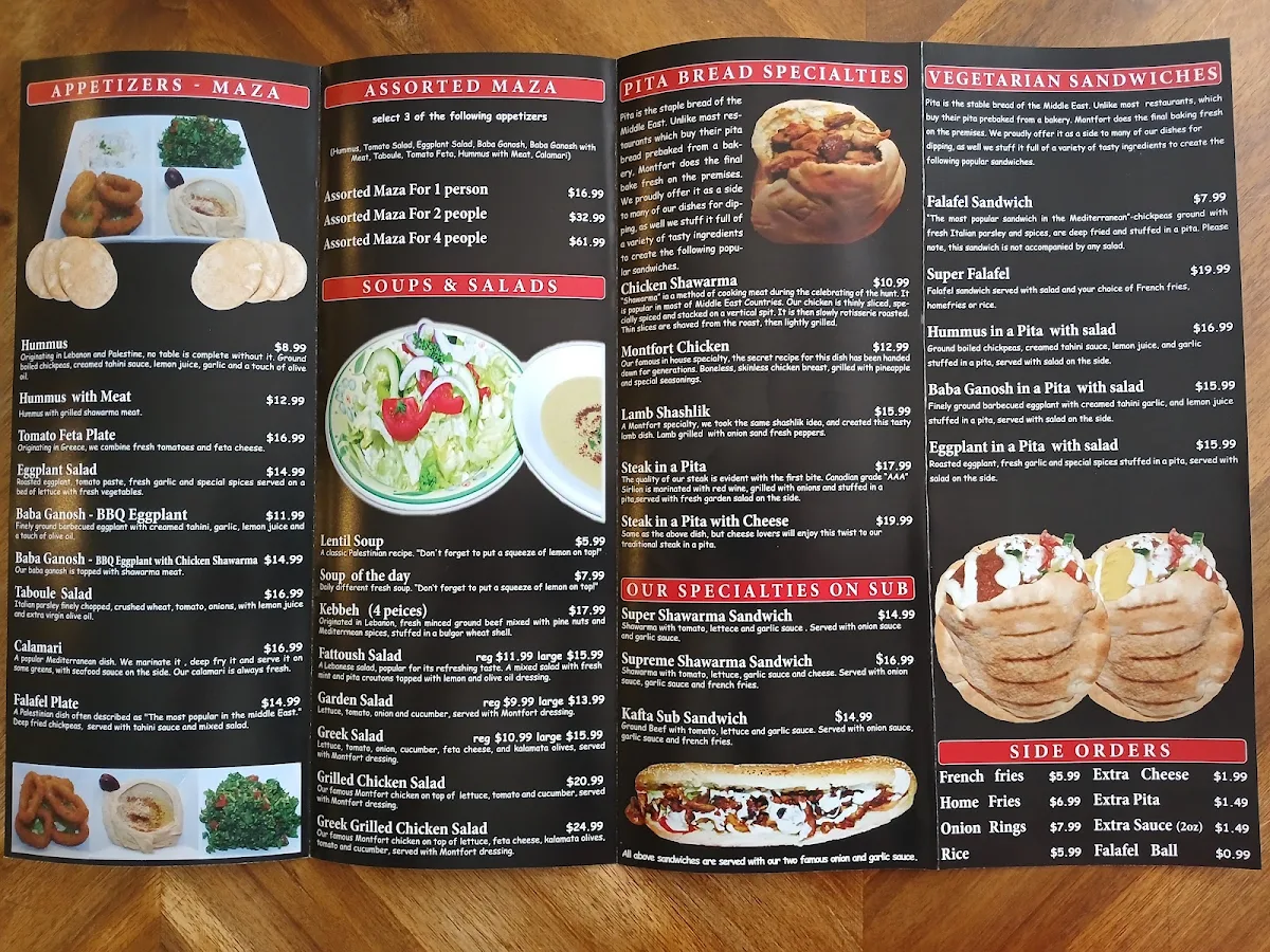 Menu, MontfortGeorgetown
