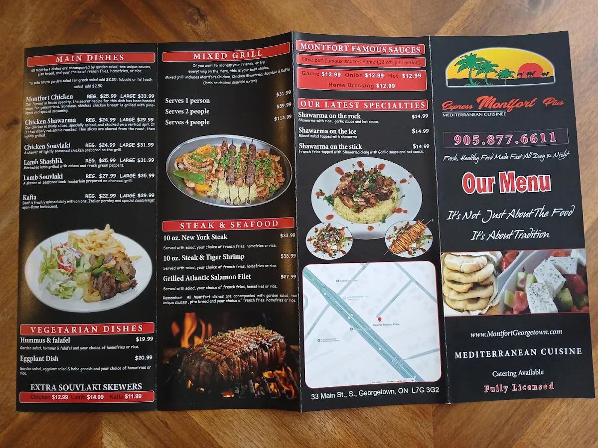 Menu, MontfortGeorgetown