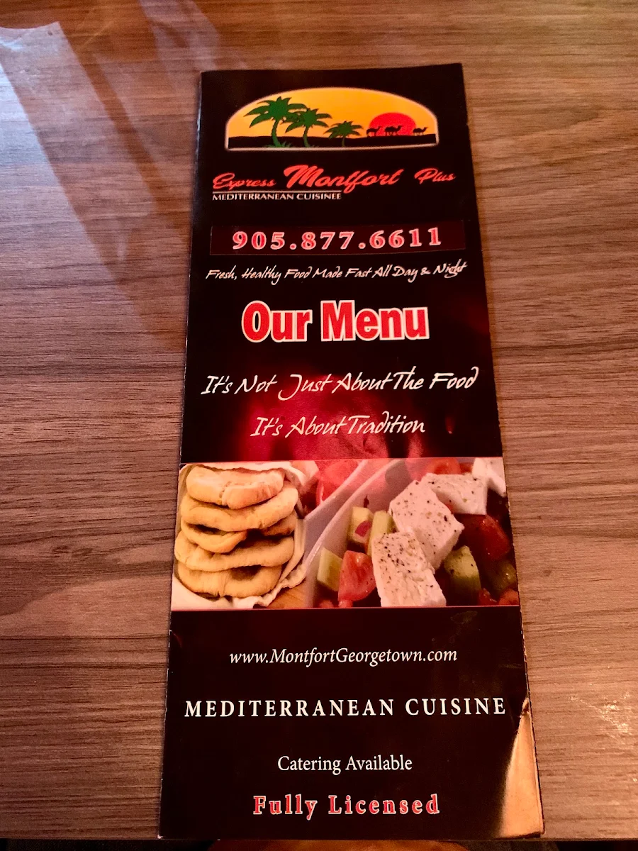 Menu, MontfortGeorgetown