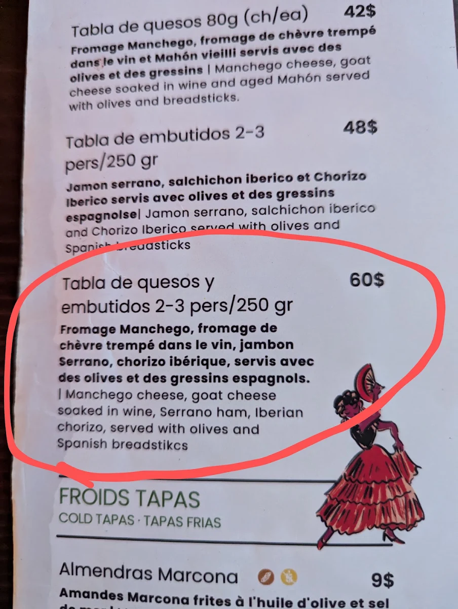 Menu, OLE Tapas