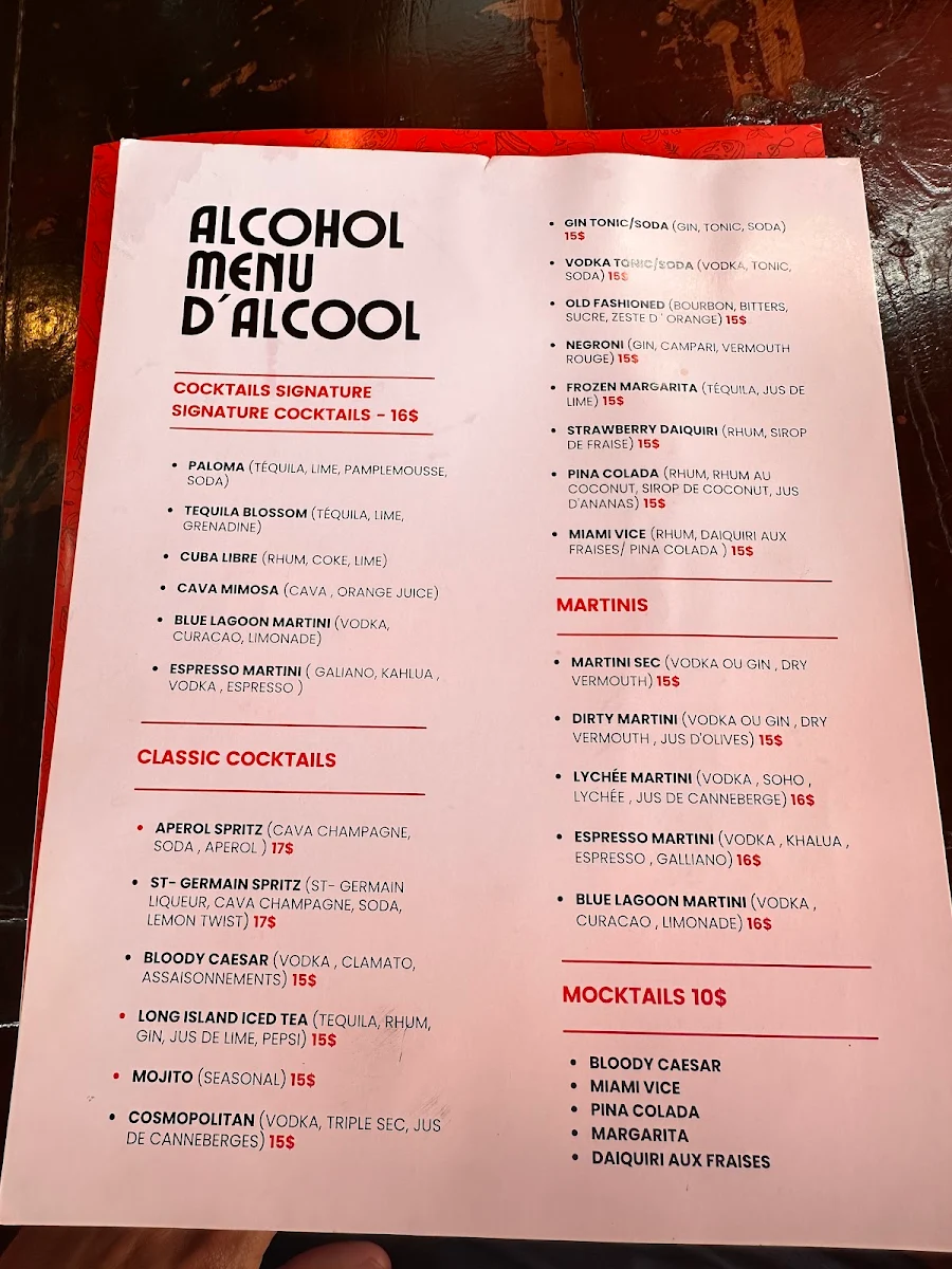 Menu, OLE Tapas