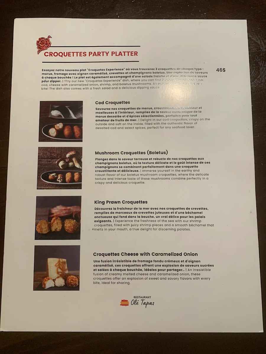 Menu, OLE Tapas