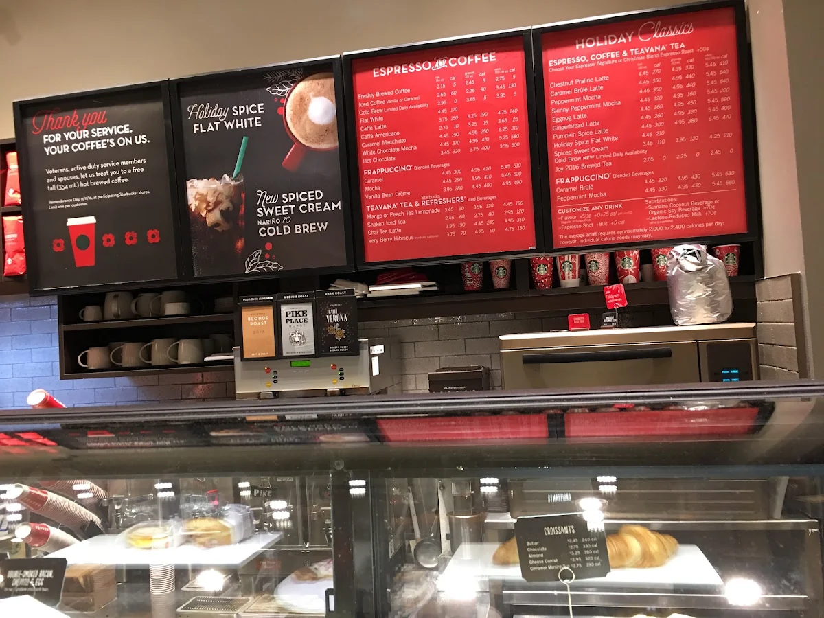 Menu, Starbucks Coffee Company