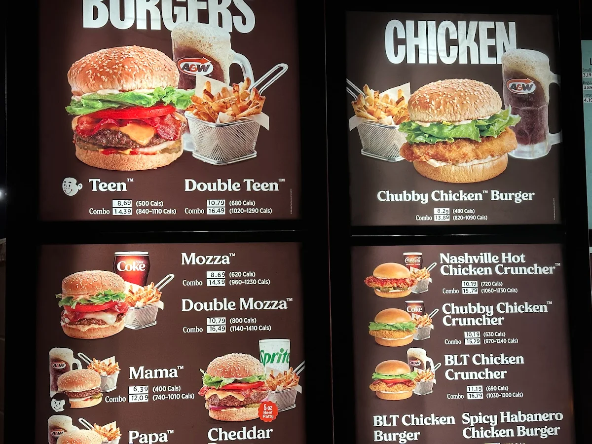 Menu, A&W Canada