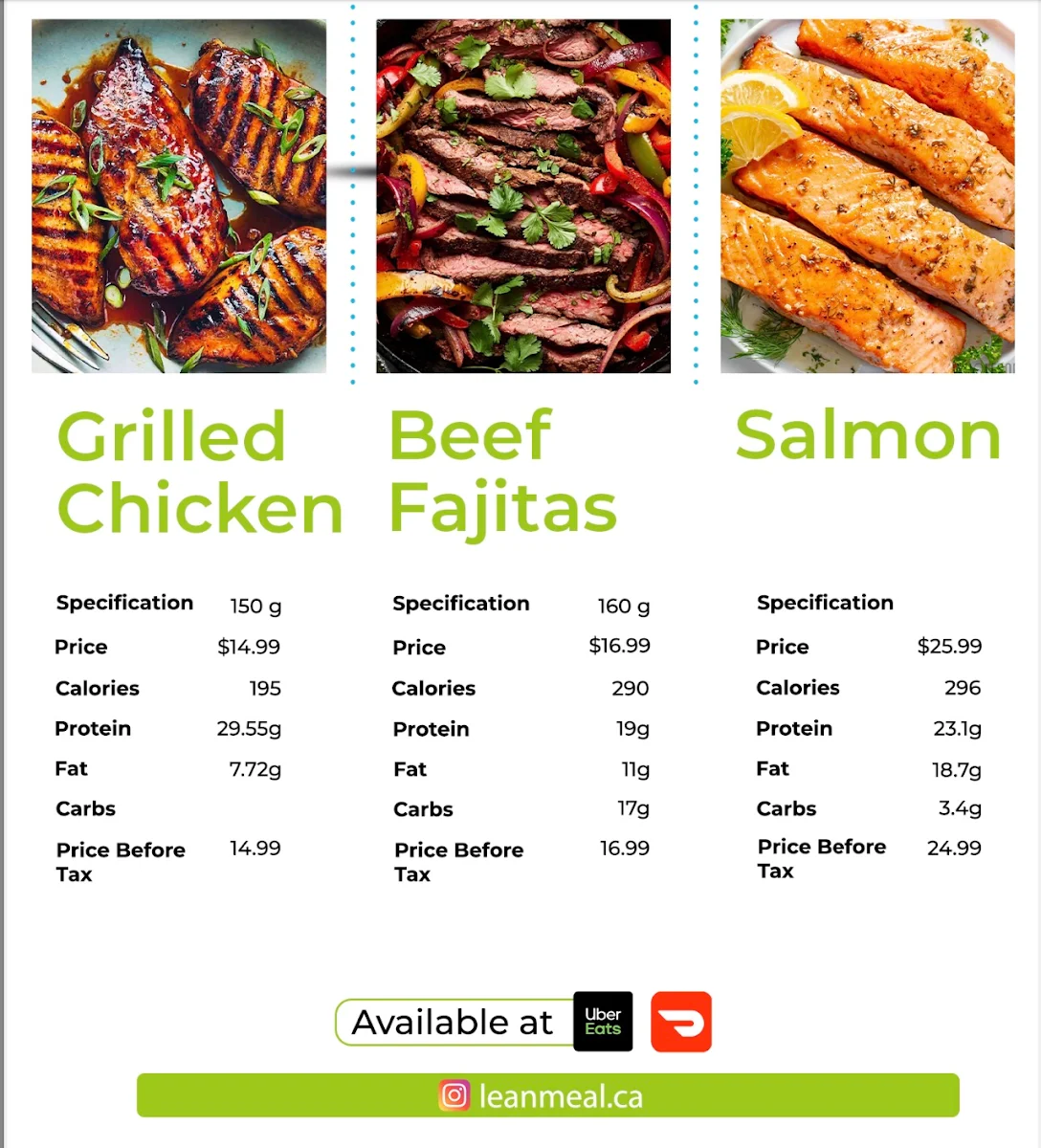 Menu, Lean Meal: Healthy & Clean