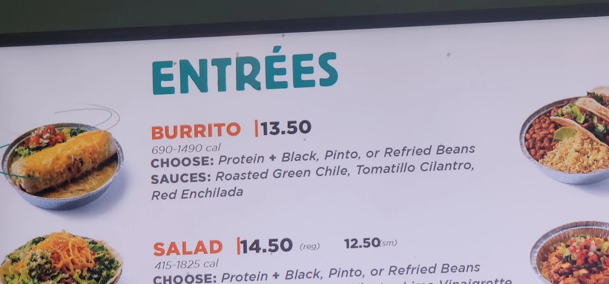 Menu, Costa Fresh Mexican Grill