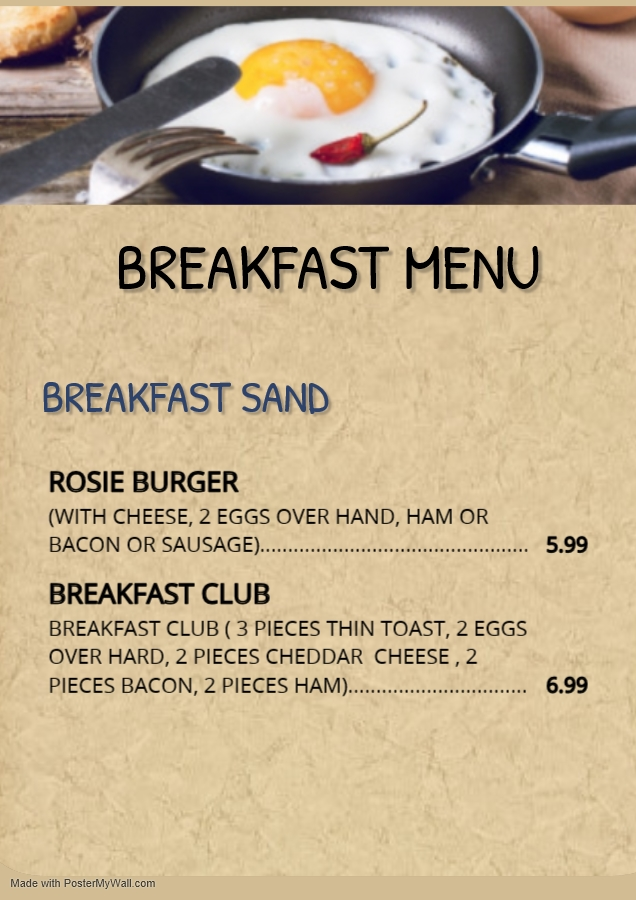 Menu, Anna’s Restaurant