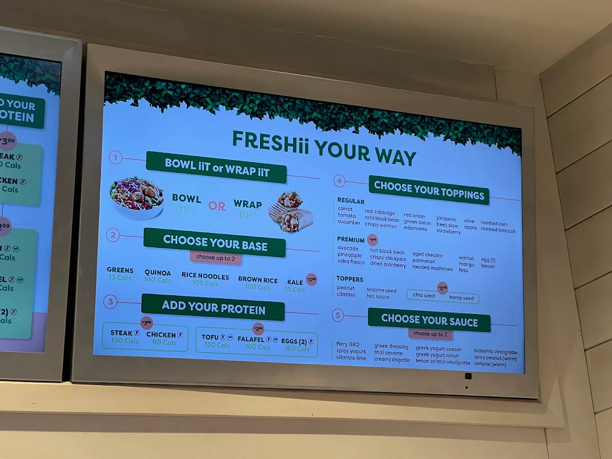 Menu, Freshii
