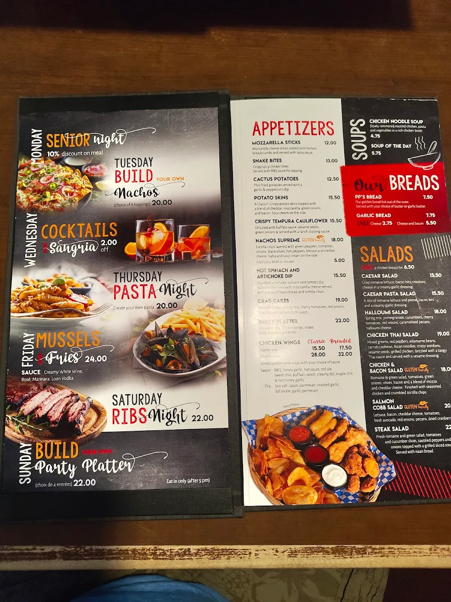 Menu, Pizza Place