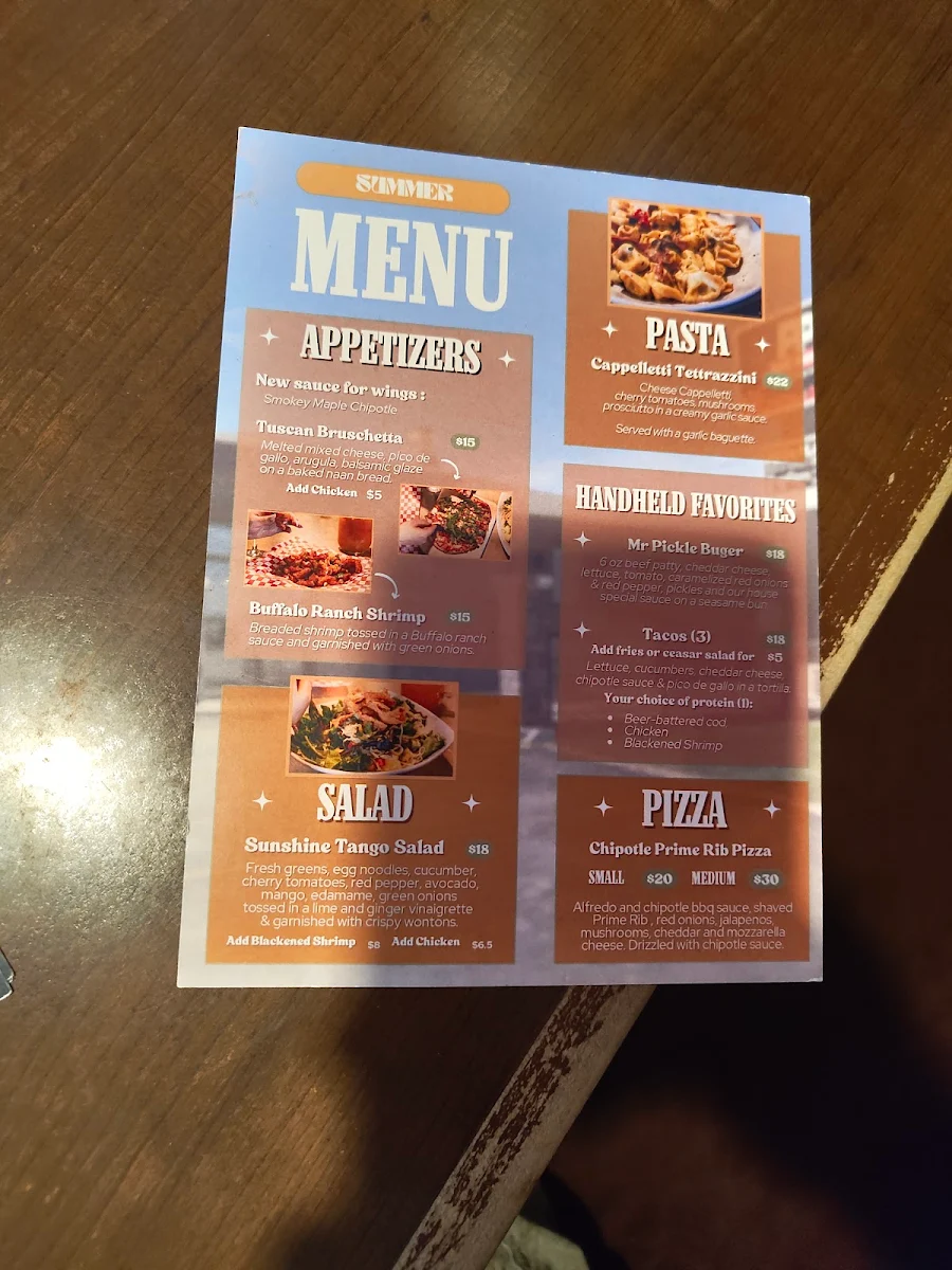 Menu, Pizza Place
