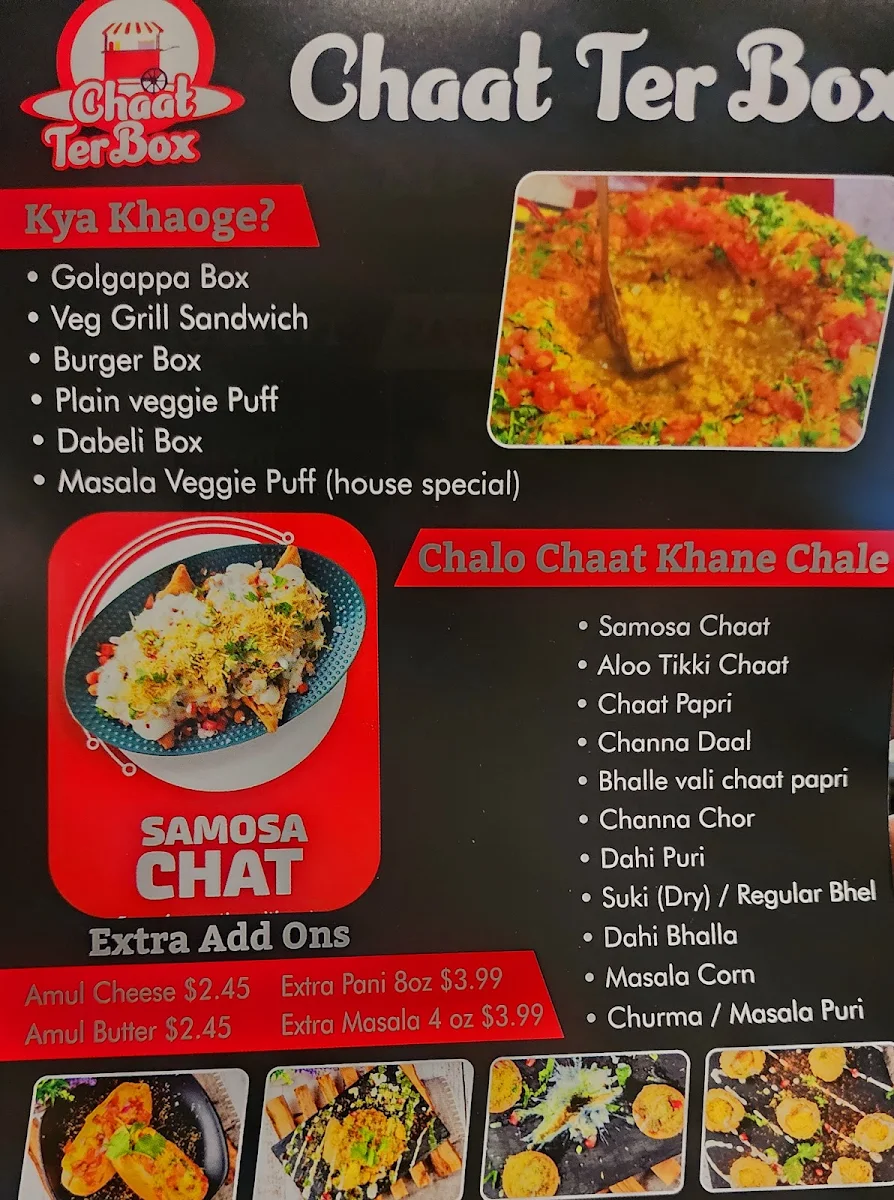 Menu, Chaatter Box Resturant Hamilton - Best Live Pani puri in canada