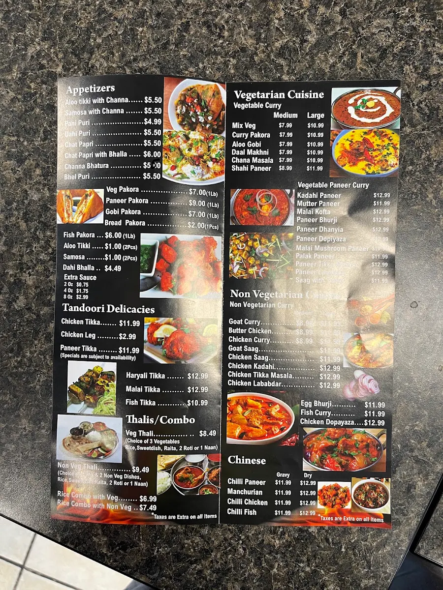 Menu, Lally's Sweets & Tandoori Restaurant