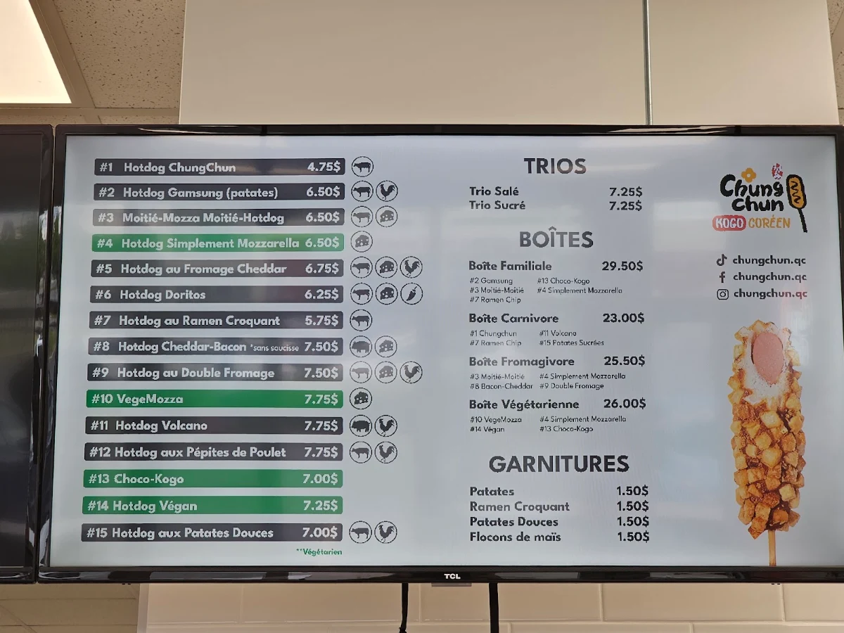 Menu, Chungchun Kogo Coreen