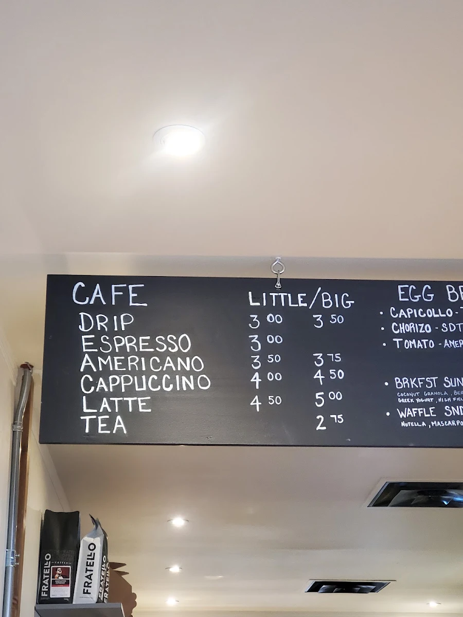Menu, Stoop Cafe