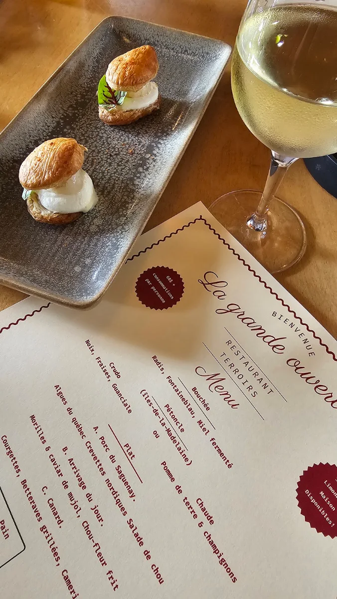 Menu, Terroirs Restaurant