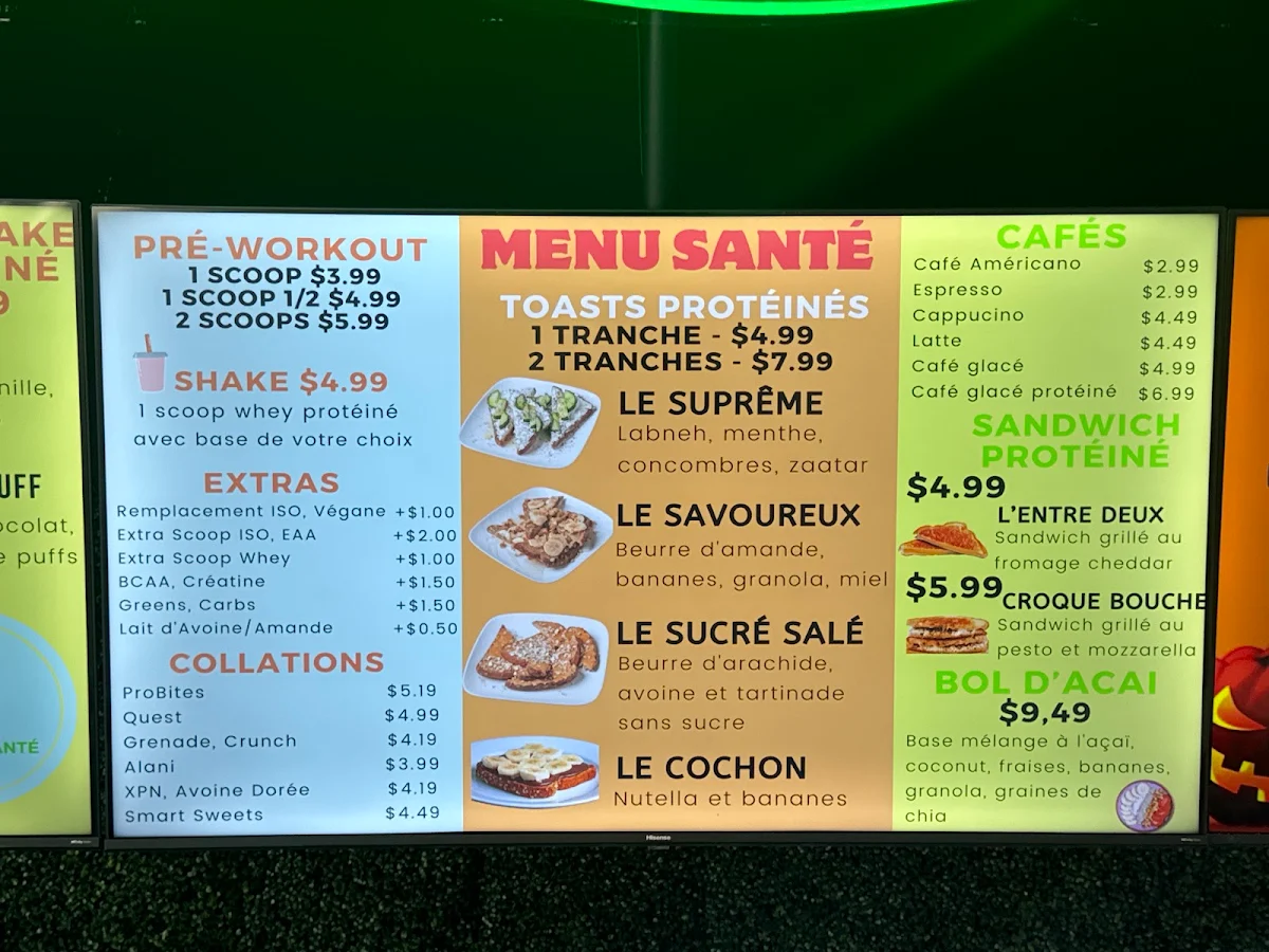 Menu, Station Santé Brossard