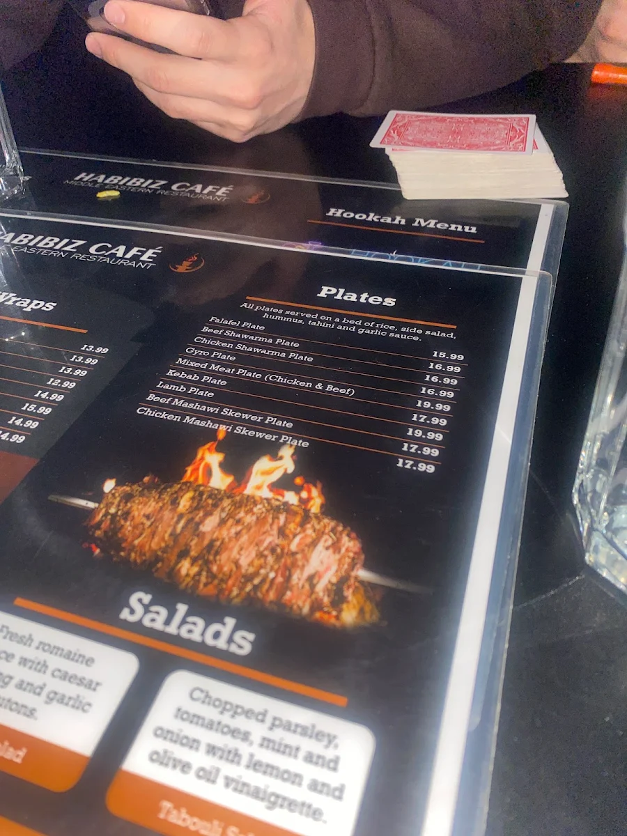 Menu, Habibiz Cafe