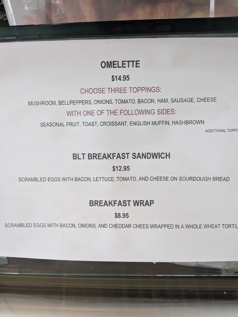 Menu, Legato Cafe