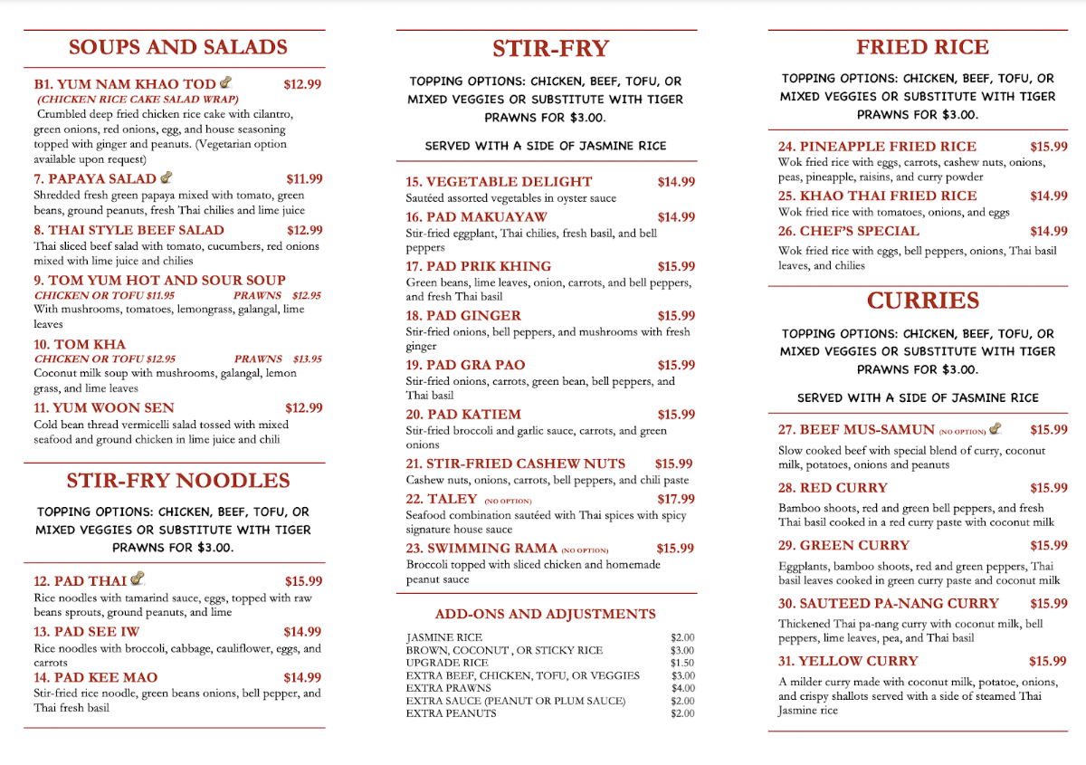 Menu, Legato Cafe