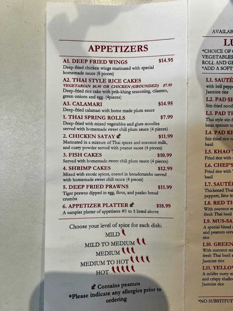 Menu, Legato Cafe
