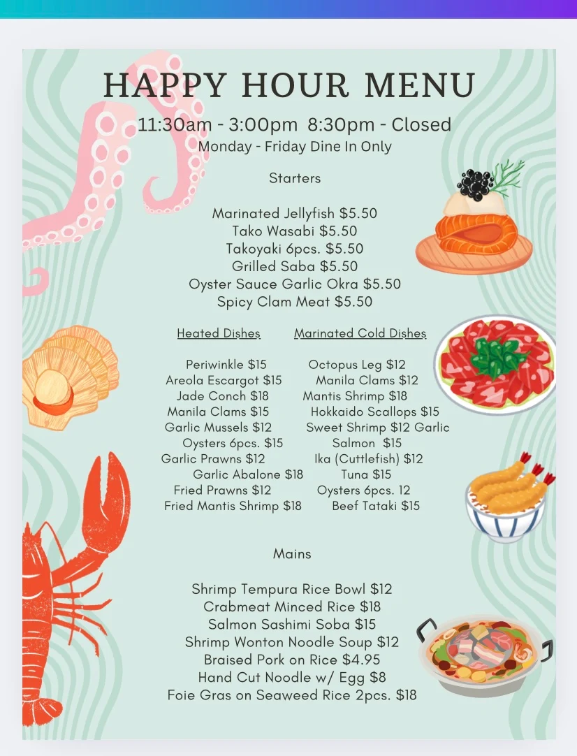 Menu, The Shellfish Shack