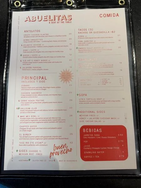 Menu, Abuelita’s