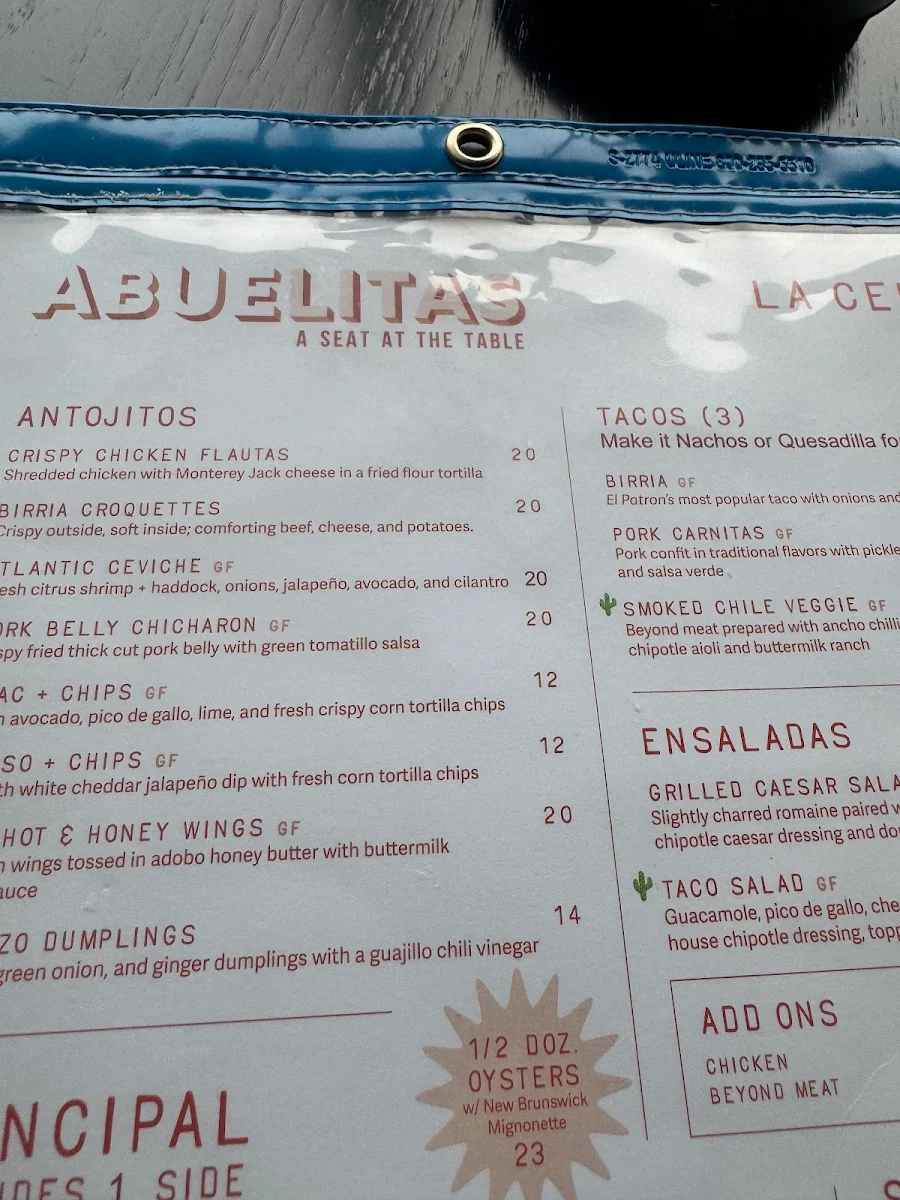 Menu, Abuelita’s