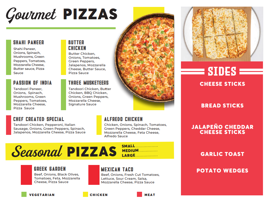 Menu, Pizza 64
