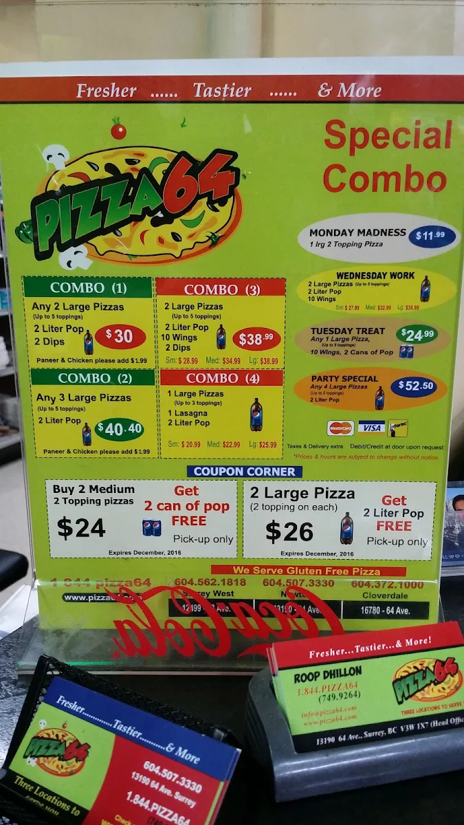 Menu, Pizza 64