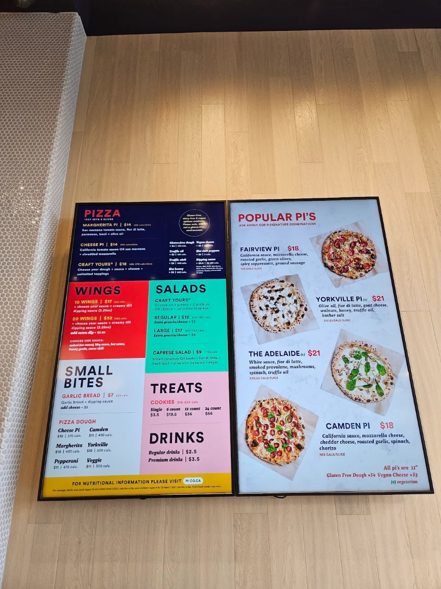 Menu, Pi Co. Pizza Bar Richmond Hill