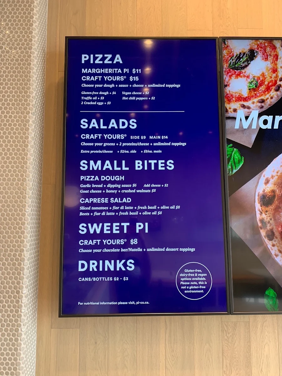 Menu, Pi Co. Pizza Bar Richmond Hill
