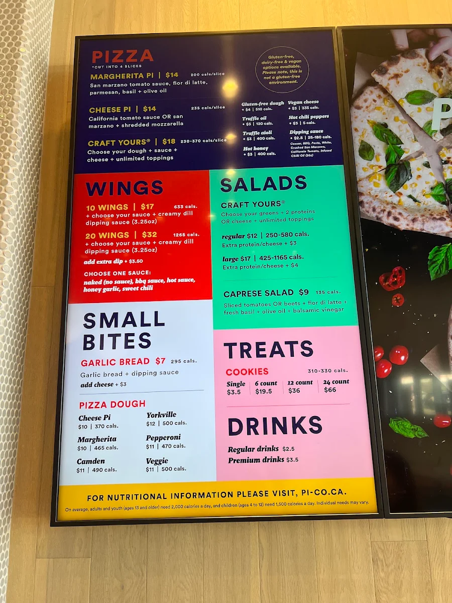 Menu, Pi Co. Pizza Bar Richmond Hill