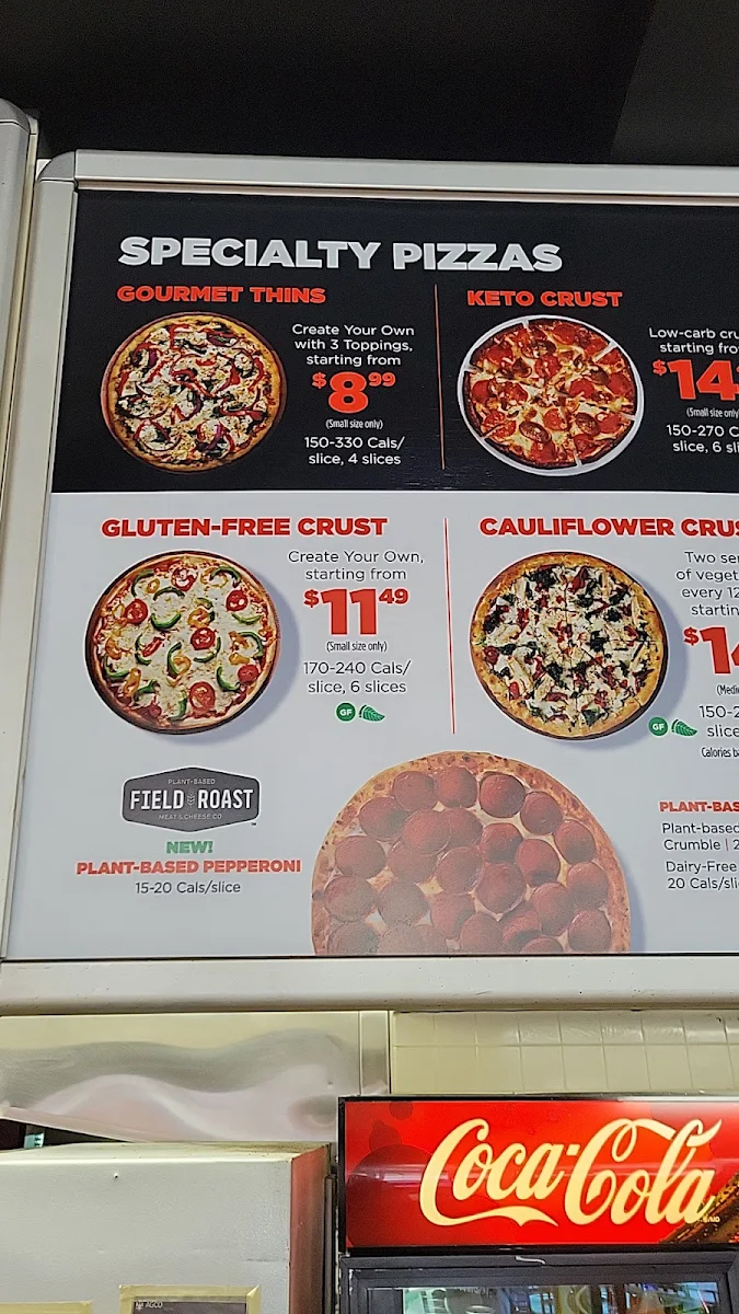 Menu, Pizza Pizza