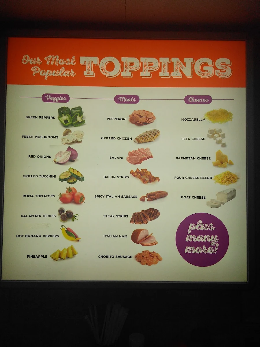 Menu, Pizza Pizza