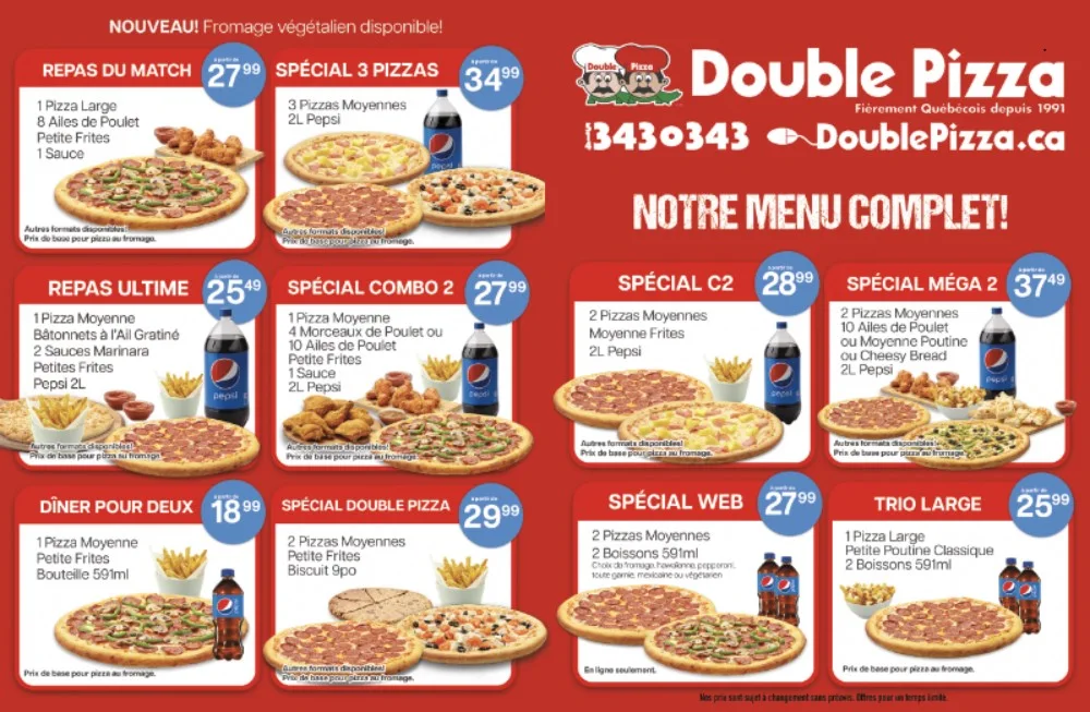 Menu, Double Pizza